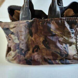 Prada Tote Handbag Canvas Camouflage Pattern, Authentic